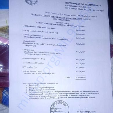 Hospital Cost Letter