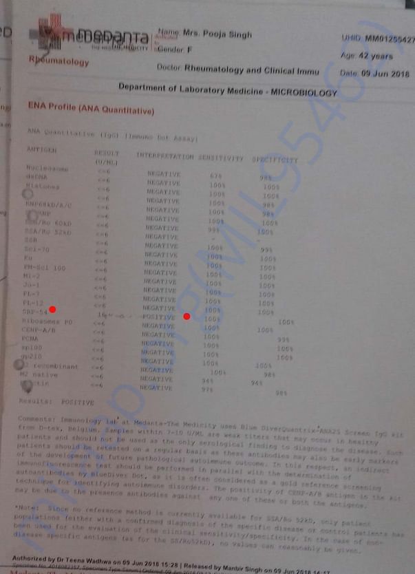 SRP antibody positive report ANA