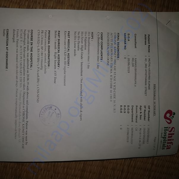 Last time Admission summary. (Now again he is in hospital)
