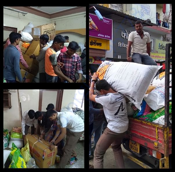 Tireless efforts of YUVAAN volunteers to collect essential material