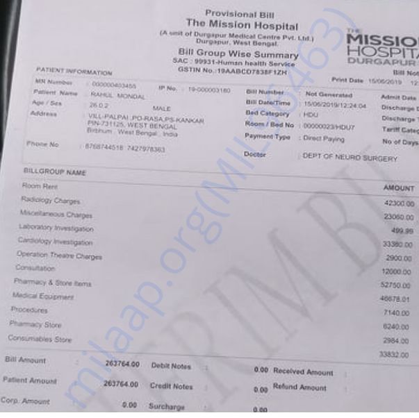 Medical Bill Of 1st Operation