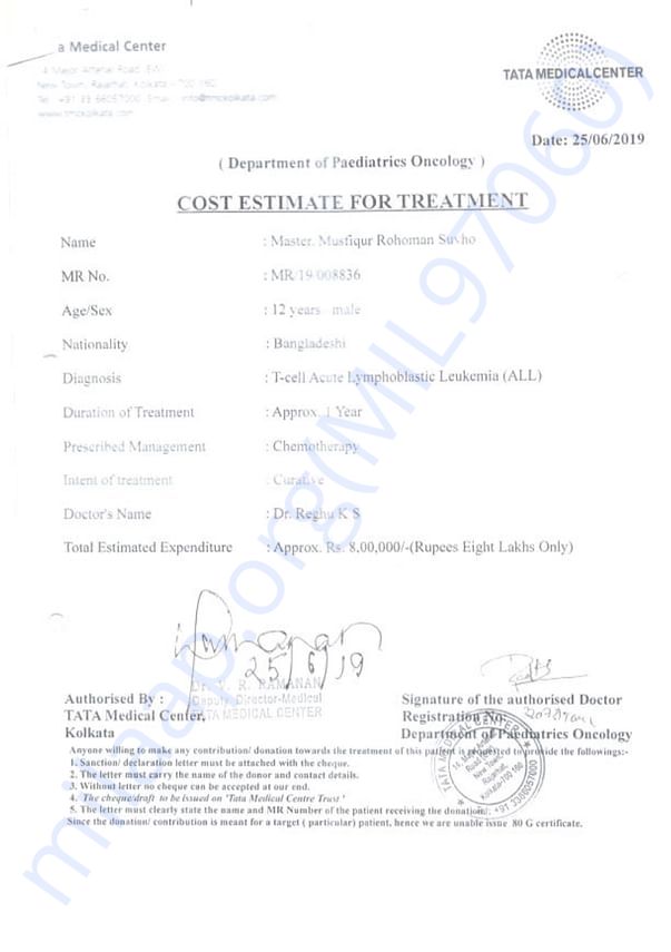 Estimation letter
