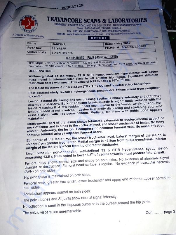 MRI scan report