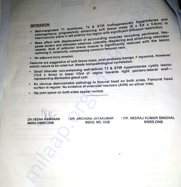 MRI scan report