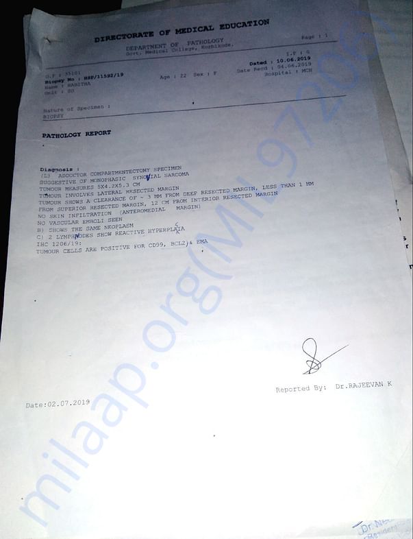 Biopsy results after surgery