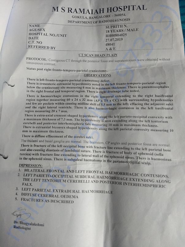 Medical Report of Suprith