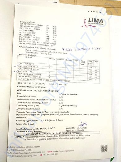 Hospital prescription