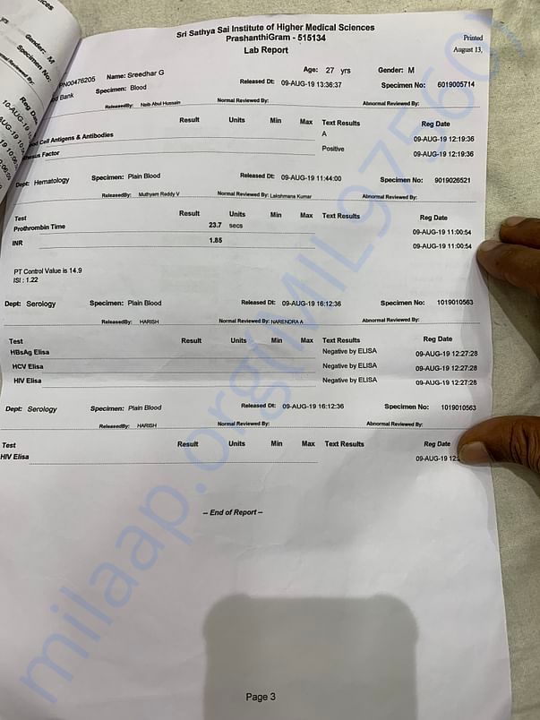 satya sai hospital , puttaparthy reports