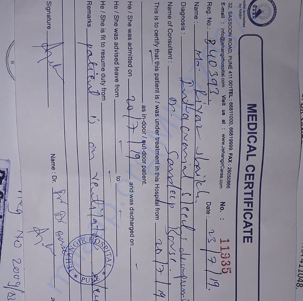 Medical Certificate