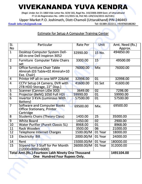 Estimation Letter