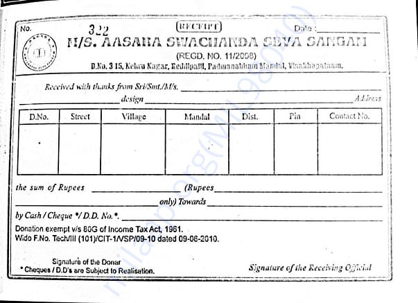 80G certificate by the organisation