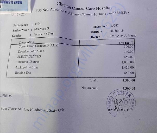 Chemotherapy bill
