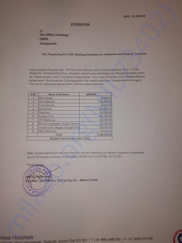 Estimate Letter