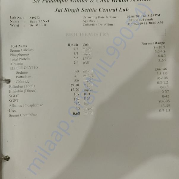 Rbc and platelets and severe jaundice report