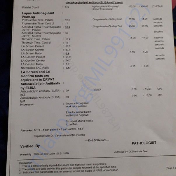 Lupus blood report