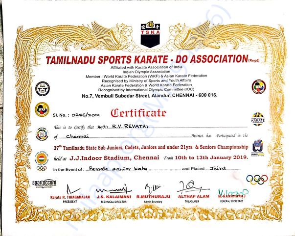 GOT BRONZE MEDAL IN 37TH TAMIL NADU STATE LEVEL IN 2018
