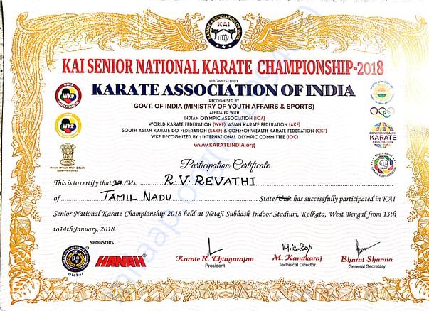 GOT SELECTED FOR KAI SENIOR NATIONAL LEVEL 2018 IN KOLKATA