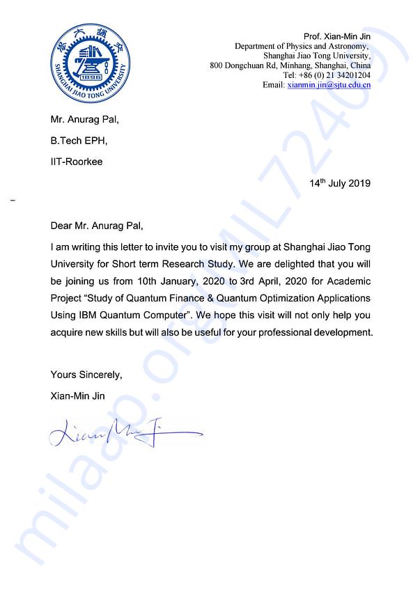 Admission letter