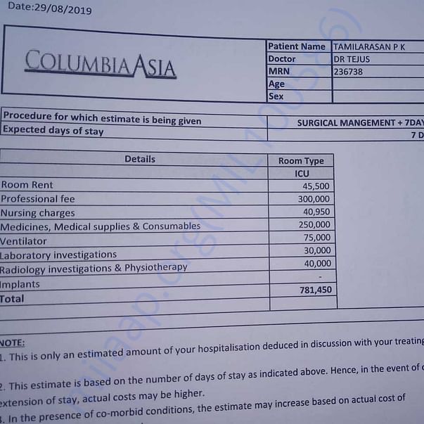 Medical Bill only for 7days