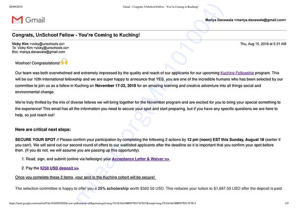 Admission letter