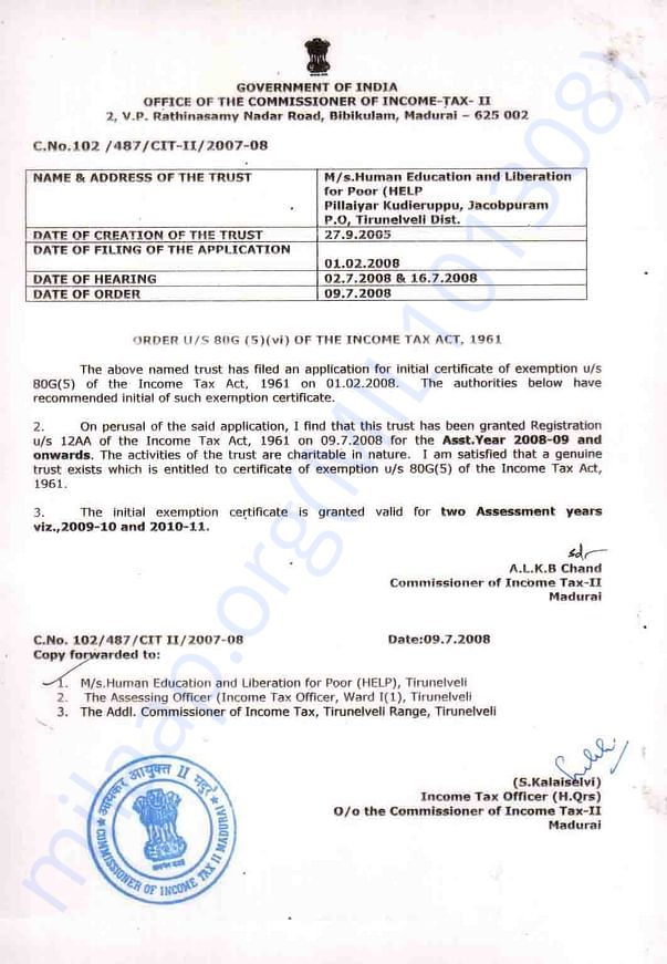 80G - Tax registration Certificate