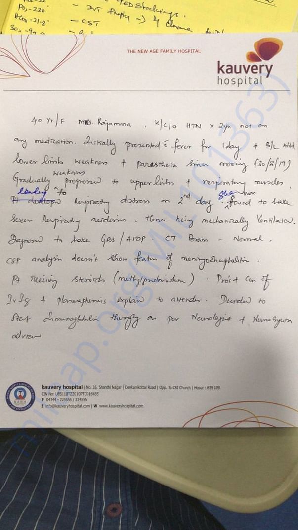 Medical letter and treatment
