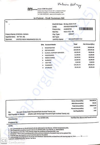 Bill paid for last 5 days