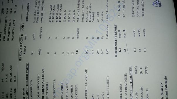 Creatinine level Report which is increasing day by day