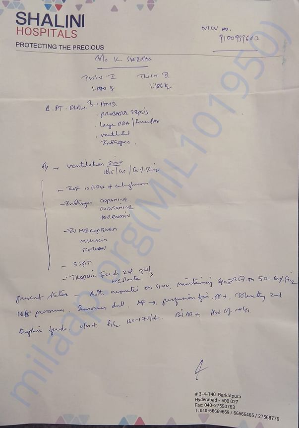Hospital letter