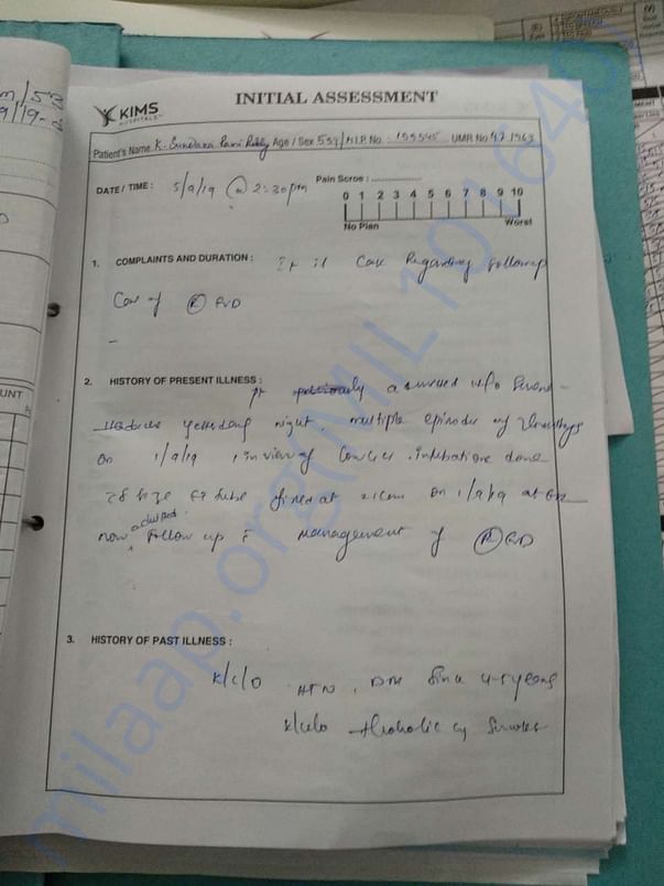 Assessment form