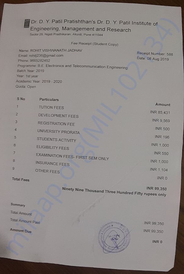 Fee Receipt