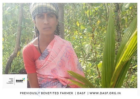A Poor woman farmer DASF has helped and Supporting