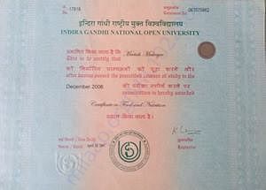Meetali's Cerificate in Food & Nutrition
