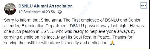 DSNLU Alumni Society FB page screenshot