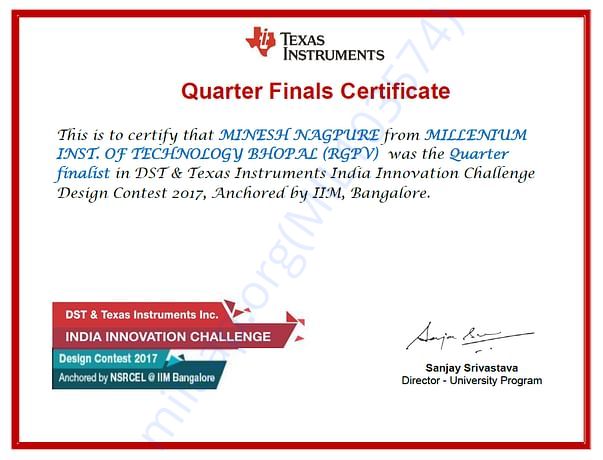 QUARTERFINAL CERTIFICATE OF IICDC COMPETITION 2017