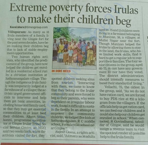 Extreme poverty forces Irulas to make their children beg