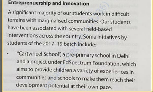 Cartwheel School got a mention in TISS Annual Report 2018-19