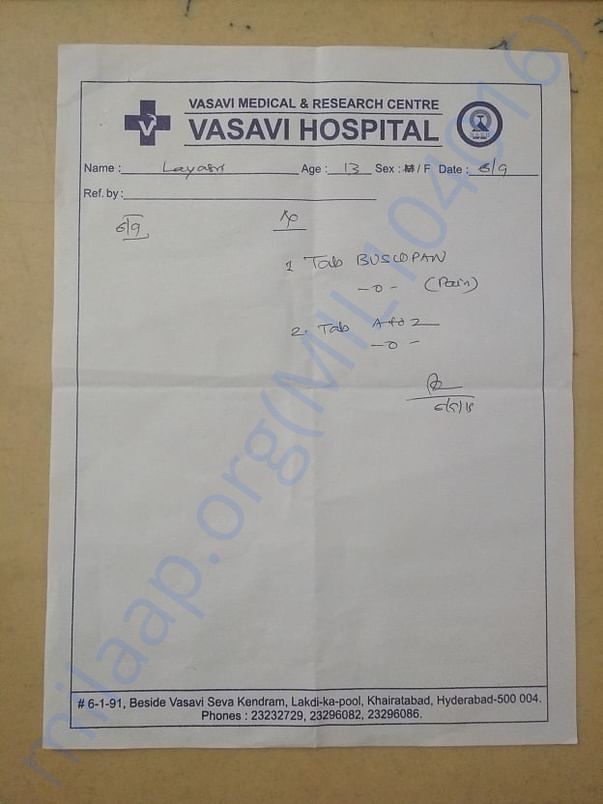 Vasavi Hospital Prescription2