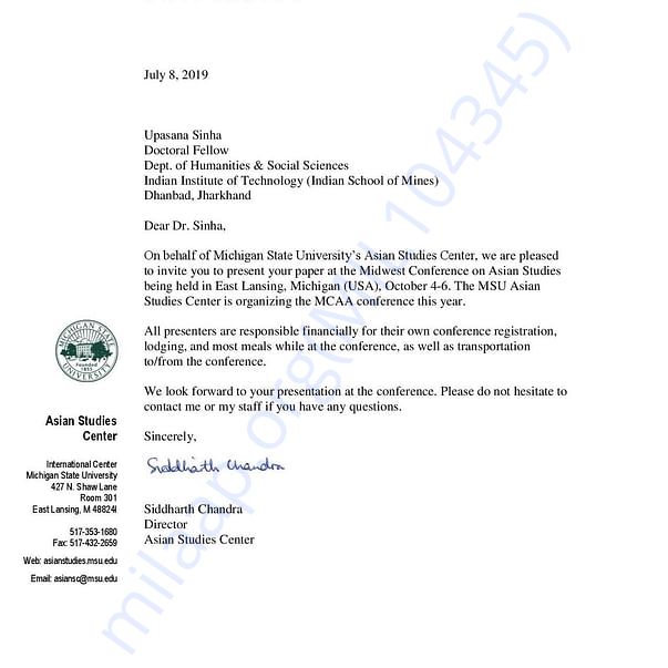 Admission letter