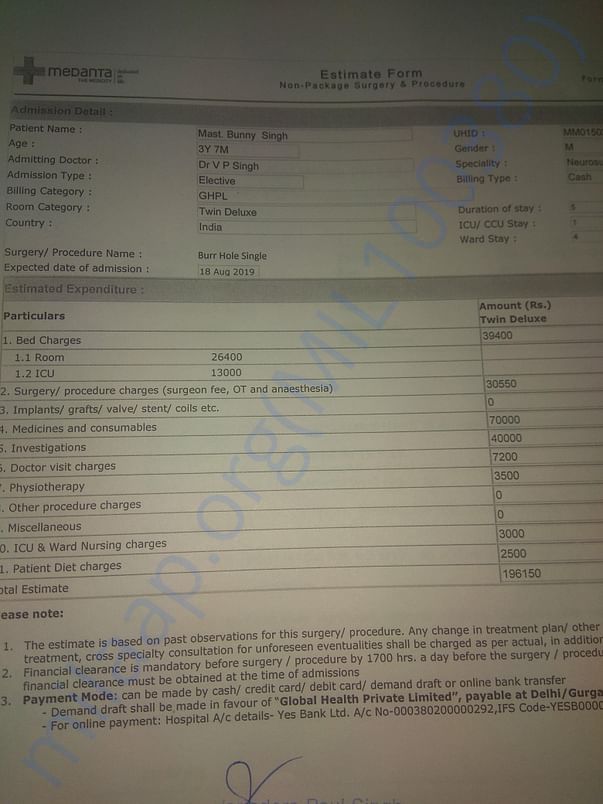 Bunny needs urgent brain drainage surgery..estimste is two lakhs..
