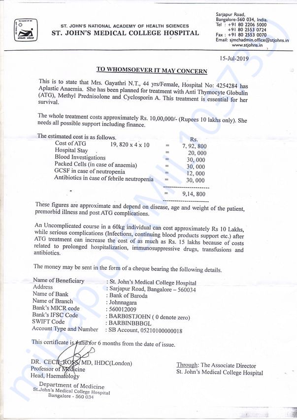 Estimation letter