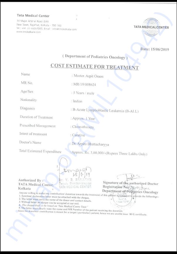 Estimation letter