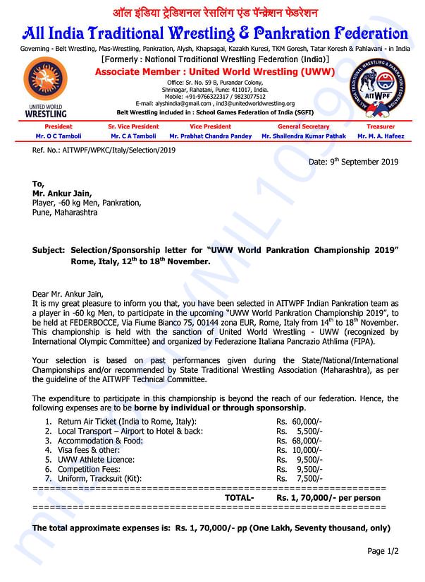 Selection Letter