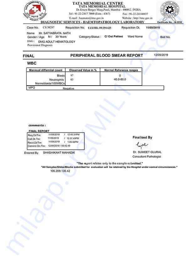 preipherial blood smear report