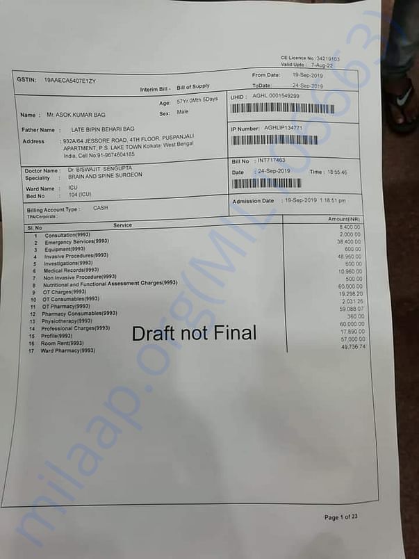 Hospital bill.