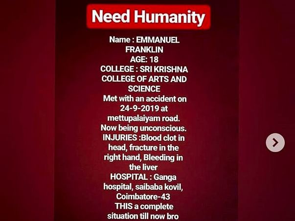 Help Emmanuel To Get Recovered From An Accident
