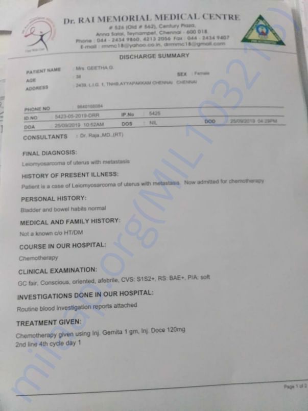 Recent discharge summary