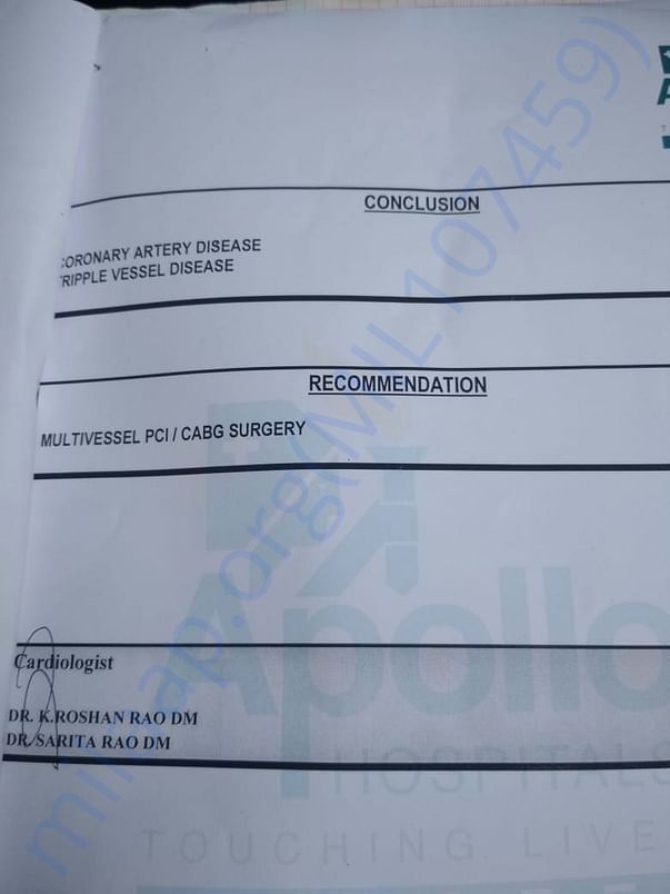 Medical report for surgery