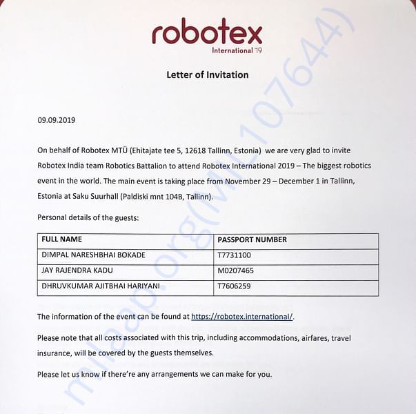 Admission letter