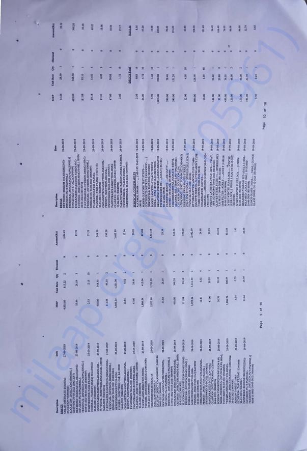 Medical bills page 9-10